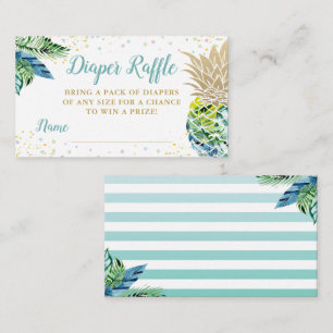 Tropical Pineapple Beach Baby Shower Diaper Raffle Enclosure Card