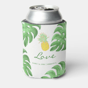 Tropical pineapple beach editable colour wedding can cooler