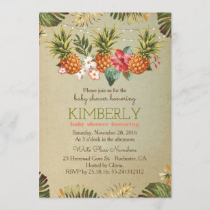 tropical pineapple beach lights baby shower invitation