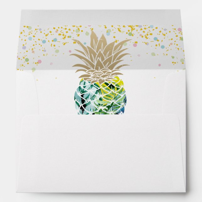 Tropical Pineapple Beach Luau for 5x7 Invitation Envelope (Back (Bottom))