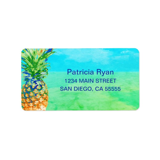 Tropical Pineapple Beach Paradise Address Label (Front)