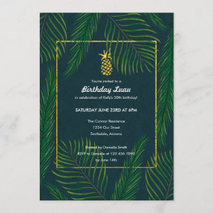 Tropical Pineapple Birthday Luau Party Invitation