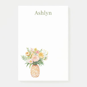 Tropical Pineapple Blush Yellow Floral Post-it Notes
