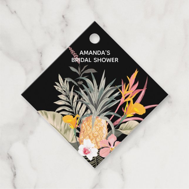 Tropical Pineapple Bridal Shower Favour Tags (Front)