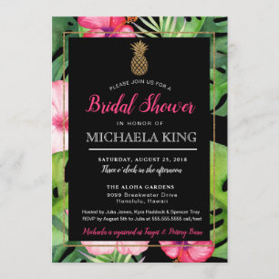 Tropical Pineapple Bridal Shower Invitation, Luau Invitation