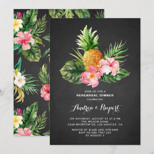 Tropical Pineapple Chalkboard Rehearsal Dinner Invitation
