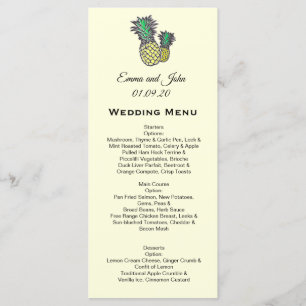 Tropical Pineapple Chic Personalised Wedding Menu