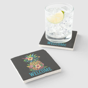 Tropical Pineapple Cocktail Napkin Welcome Stone Coaster