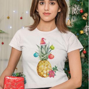 Tropical Pineapple Colourful Christmas Holiday T-Shirt