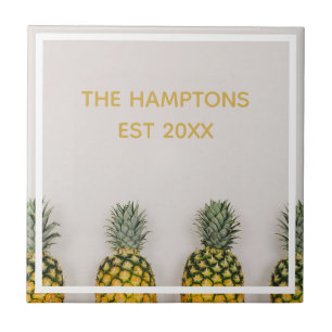 Tropical Pineapple Custom Name & Anniversary Tile