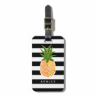 Tropical Pineapple Decor Black White Stripes
