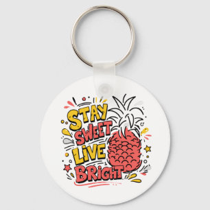 Tropical Pineapple Design Fun Colourful Summer Key Ring