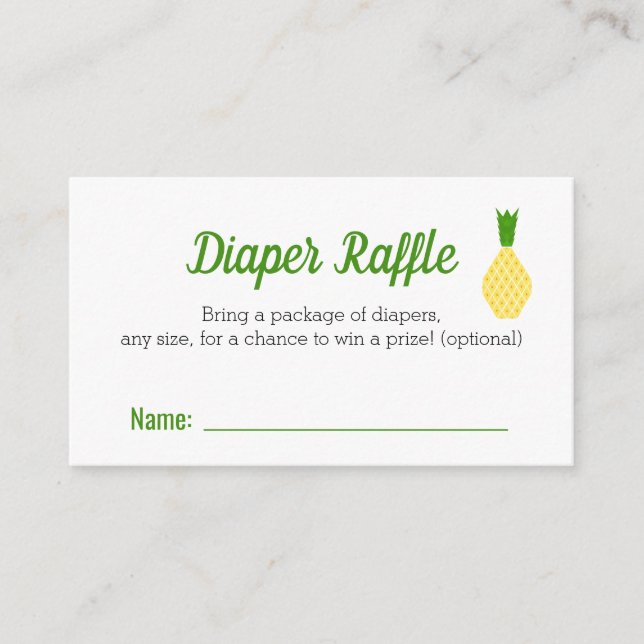 Tropical pineapple  Diaper Raffle Enclosure Card (Front)