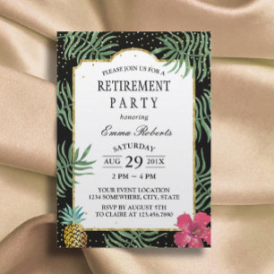Tropical Pineapple Elegant Beach Retirement Invitation