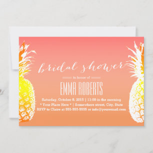 Tropical Pineapple Elegant Bridal Shower Invitation