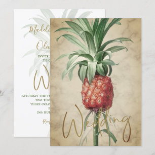 Tropical Pineapple Elegant Modern Gold Wedding Invitation