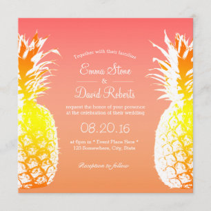 Tropical Pineapple Elegant Wedding Invitations