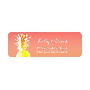 Tropical Pineapple Elegant Wedding Return Address