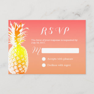 Tropical Pineapple Elegant Wedding RSVP Card