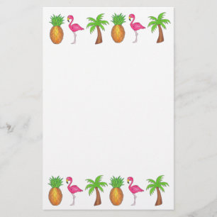 Tropical Pineapple Flamingo Palm Tree Stationery