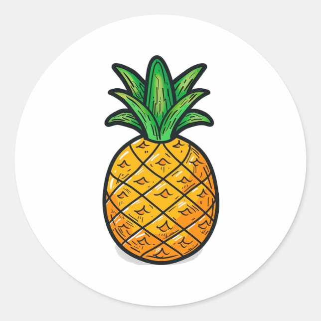 Tropical Pineapple: Flavour of Summer Classic Round Sticker (Front)