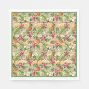 Tropical Pineapple Floral Botanical Leaves Pattern Napkin