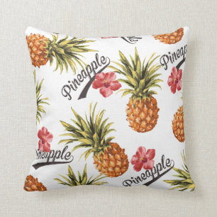 Tropical Pineapple Floral Decorative Throw Pillow