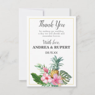 Tropical Pineapple Floral Engagement Party Thank You Card