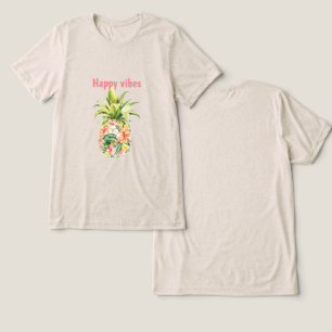 Tropical Pineapple Floral Happy Vibes Tri-Blend Shirt