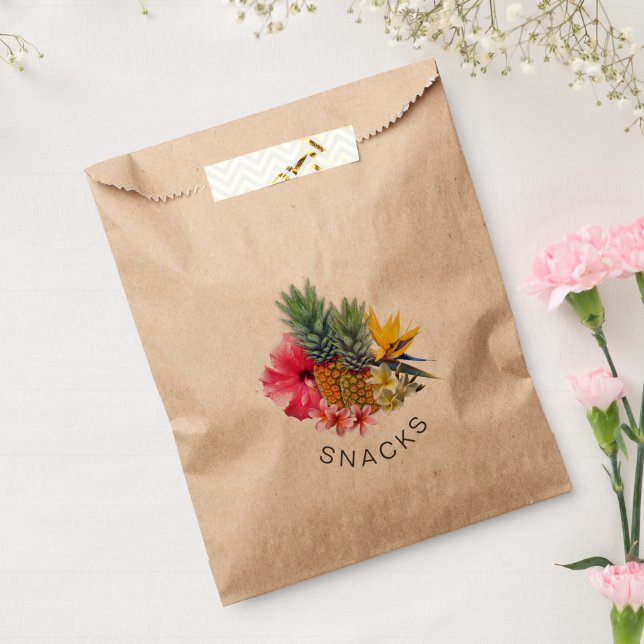 Tropical Pineapple Floral Snack Favour Bags (Sealed)