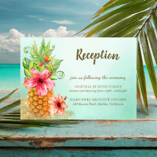 Tropical Pineapple Floral Wedding Reception Enclosure Card