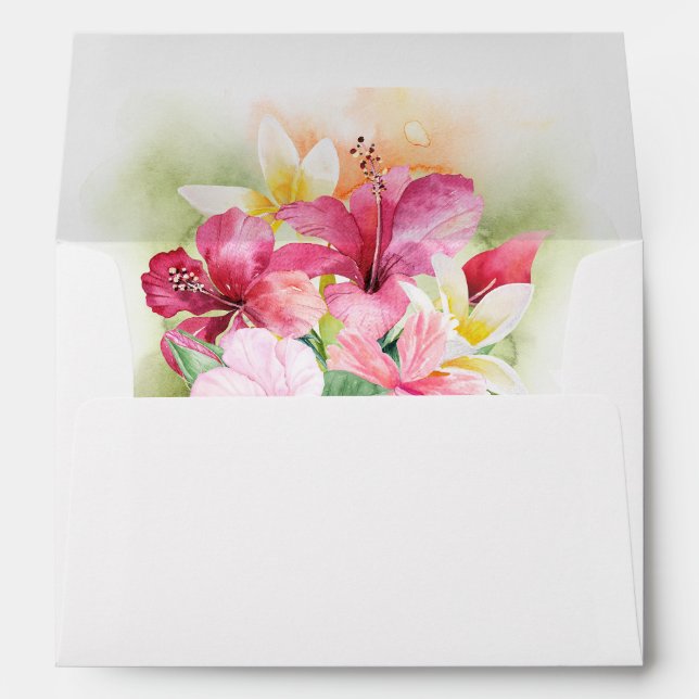 Tropical Pineapple Flowers Sunny Beach Envelope (Back (Bottom))