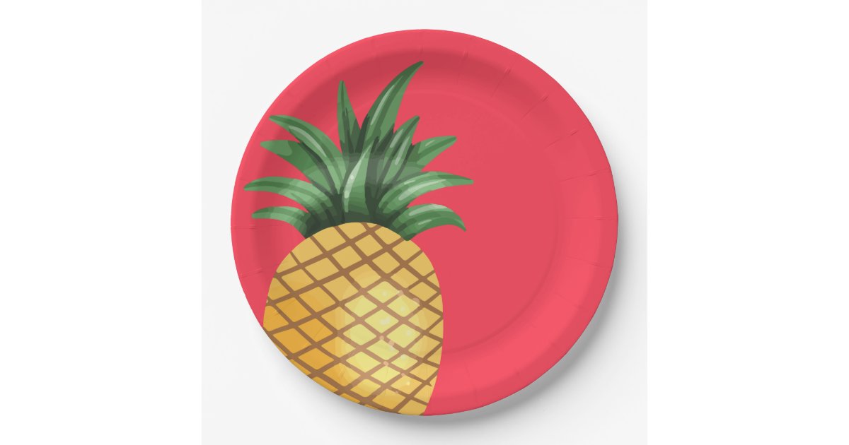Tropical Pineapple Fresh Vibrant Luau Party Themed Paper Plate | Zazzle.co.uk