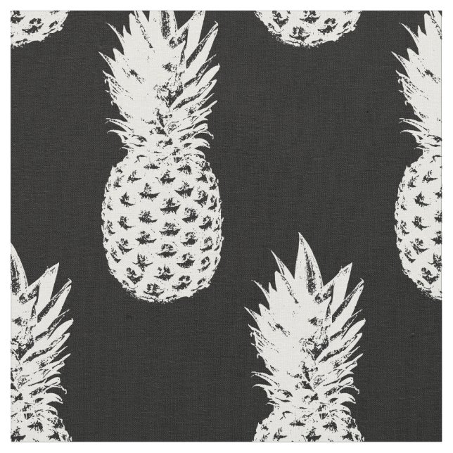 Tropical pineapple fruit pattern textile fabric (Close Up)