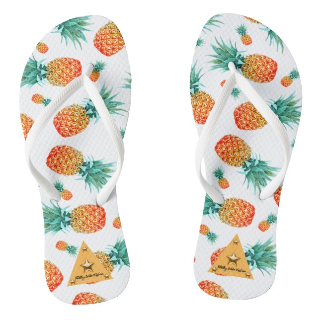 Tropical Pineapple Fruit White Flip Flop (Footbed)