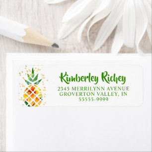 Tropical Pineapple Gold Confetti Green Brush Scrip
