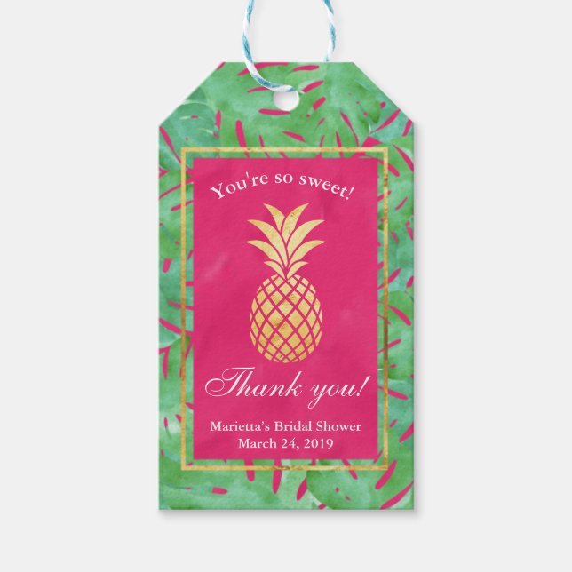 Tropical Pineapple Gold Favour Tags (Front)