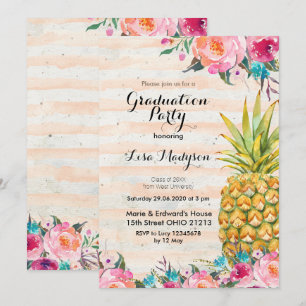 Tropical Pineapple Graduation Party card