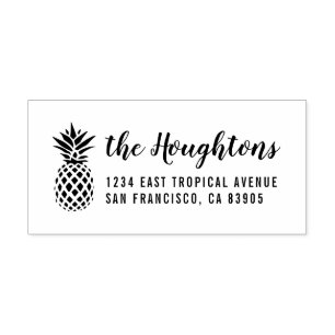 Tropical Pineapple Hand-written Return Address Rubber Stamp
