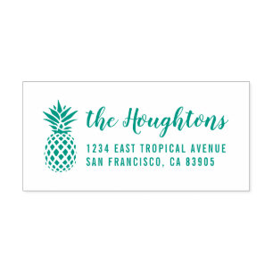 Tropical Pineapple Hand-written Return Address Self-inking Stamp