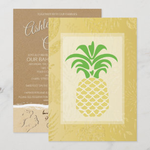 Tropical Pineapple Hearts Wedding Invitations