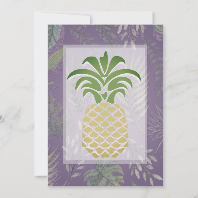 Tropical Pineapple Hearts Wedding Invitations (Front)
