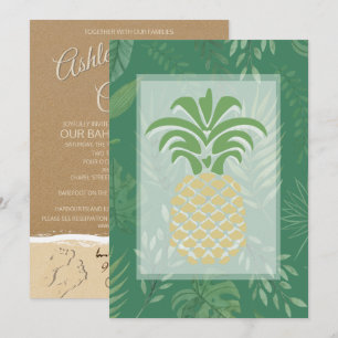 Tropical Pineapple Hearts Wedding Invitations