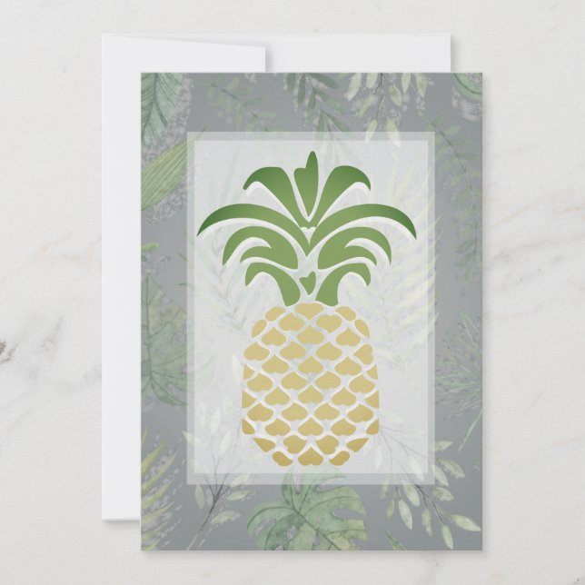 Tropical Pineapple Hearts Wedding Invitations (Front)