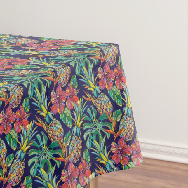 Tropical Pineapple Hibiscus Pattern Tablecloth (In Situ)
