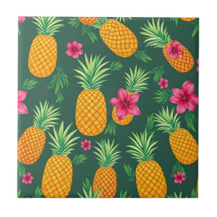 Tropical Pineapple Hibiscus Pattern Tile