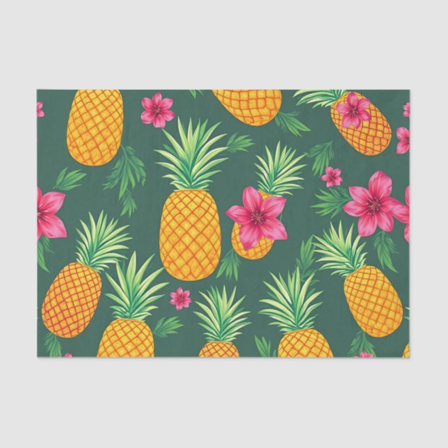 Tropical Pineapple Hibiscus Pattern Tissue Paper (Front)
