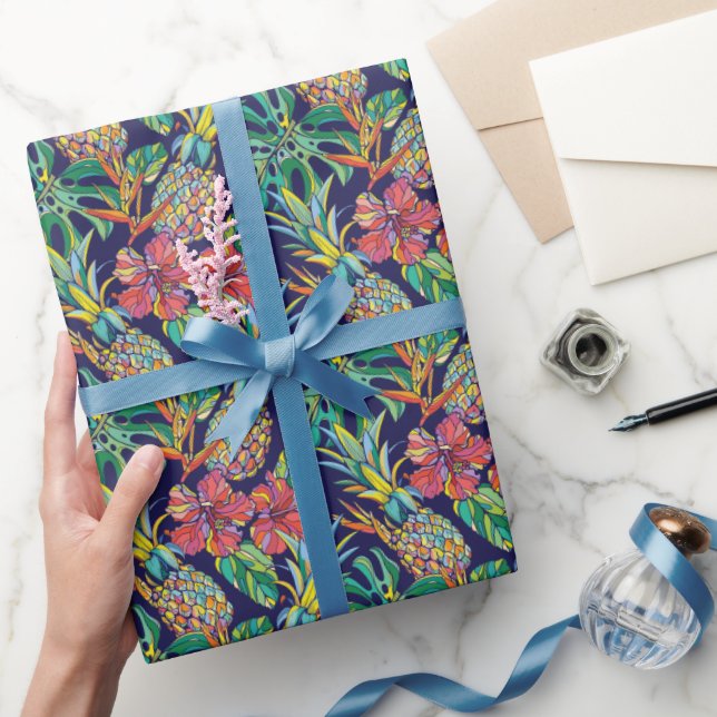 Tropical Pineapple Hibiscus Pattern Wrapping Paper (Gifting)