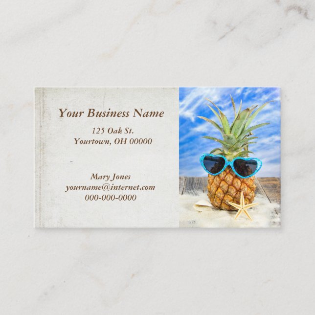 tropical pineapple in sunglasses business card (Front)