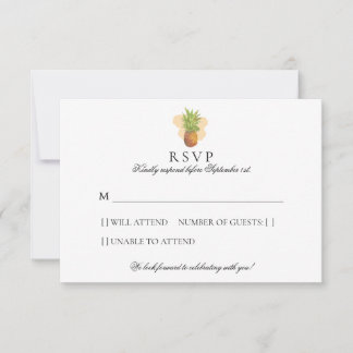 Tropical Pineapple | Island Watercolor Wedding RSVP Card